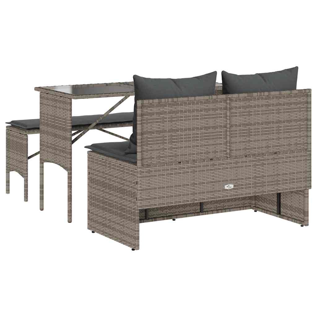 Ensemble À Manger De Jardin 3 Pcs Coussins Résine Tressée