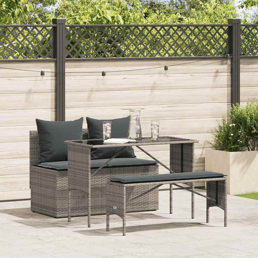 Ensemble À Manger De Jardin 3 Pcs Coussins Résine Tressée