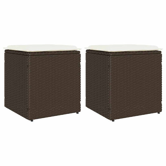 Tabourets Jardin Avec Coussins Lot De 2 Résine Tressée