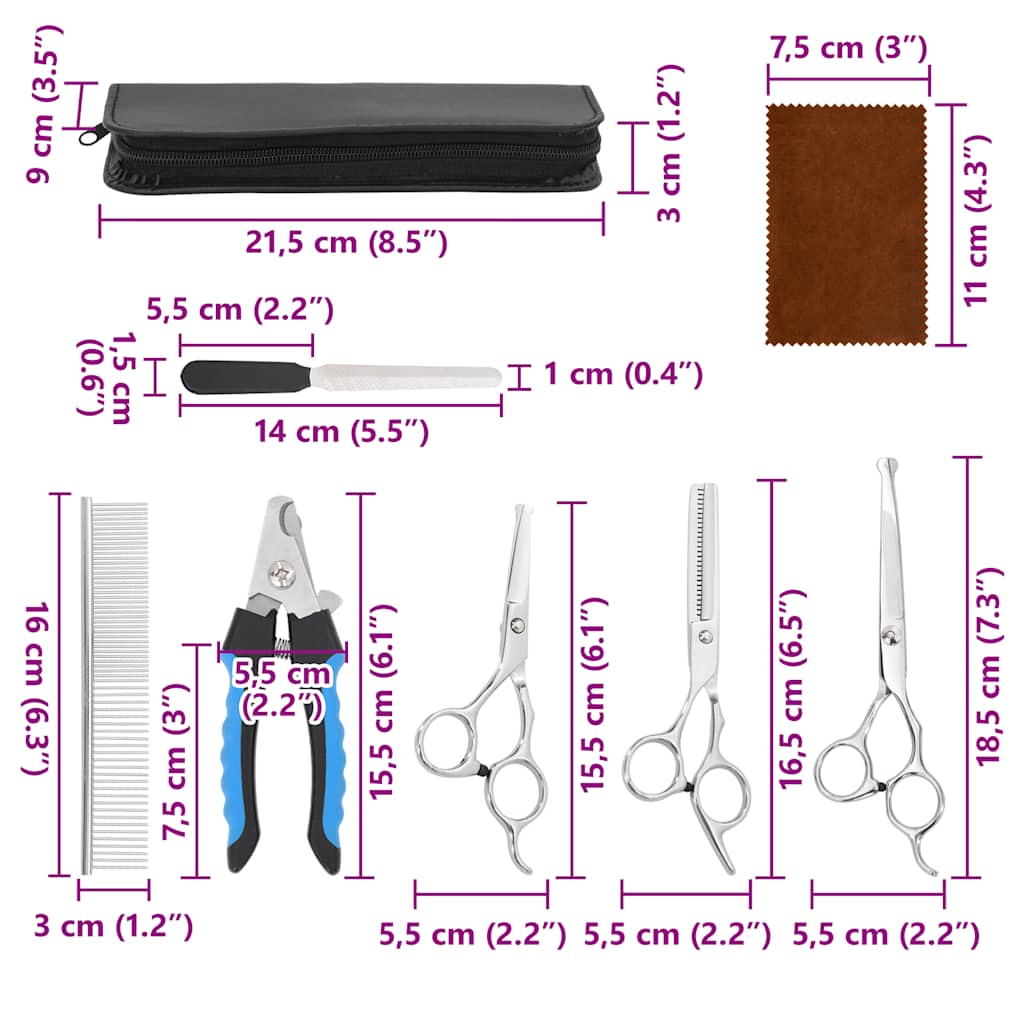Ensemble De Ciseaux De Toilettage Pour Chien 6 Pcs